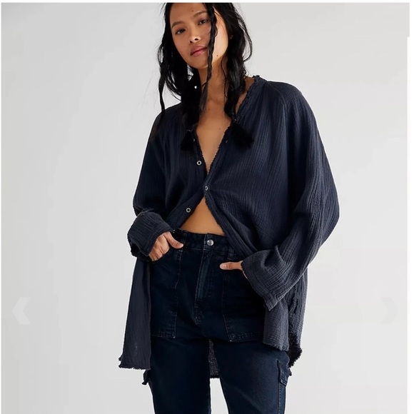 Free People Indigo Summer Daydream Shirt size Medium NWT